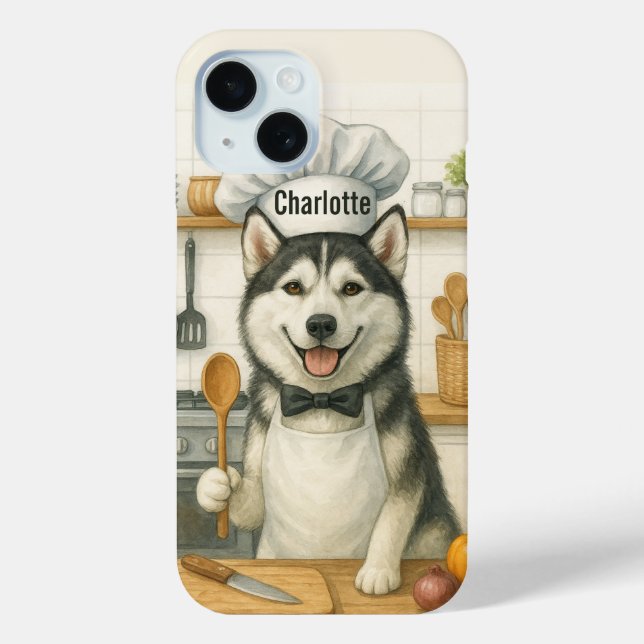 Personalized Name Funny Siberian Husky Dog Chef Case-Mate iPhone Case (Back)