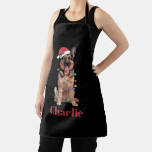 Personalized Name German Shepherd Christmas Dog Apron