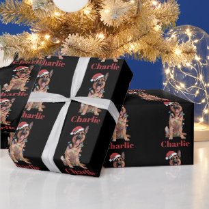 Personalized Name German Shepherd Christmas Dog Wrapping Paper