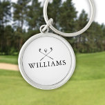 Personalized Name Golf Clubs Key Ring<br><div class="desc">Personalize the name in classic typography to create a unique golf gift and keepsake for any golfer. Designed by Thisisnotme©</div>