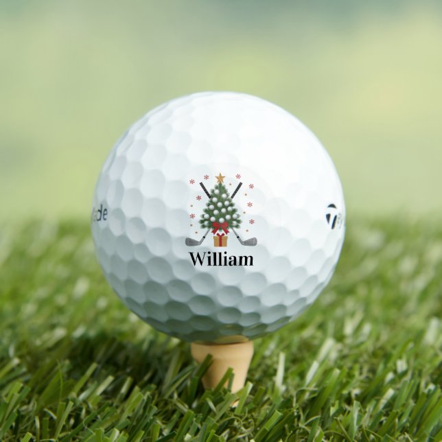 Personalized Name Golf Tree Equipment Christmas  Golf Balls (Insitu Tee)