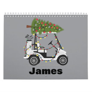 Personalized Name Golfer Christmas Golf Cart Xmas  Calendar