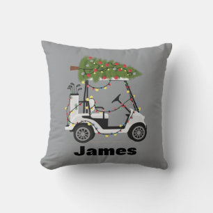 Personalized Name Golfer Christmas Golf Cart Xmas Cushion