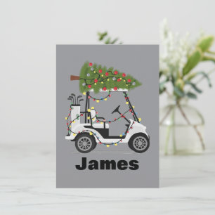 Personalized Name Golfer Christmas Golf Cart Xmas  Holiday Card