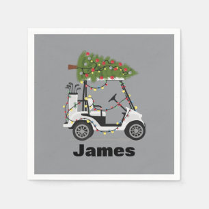 Personalized Name Golfer Christmas Golf Cart Xmas Napkin