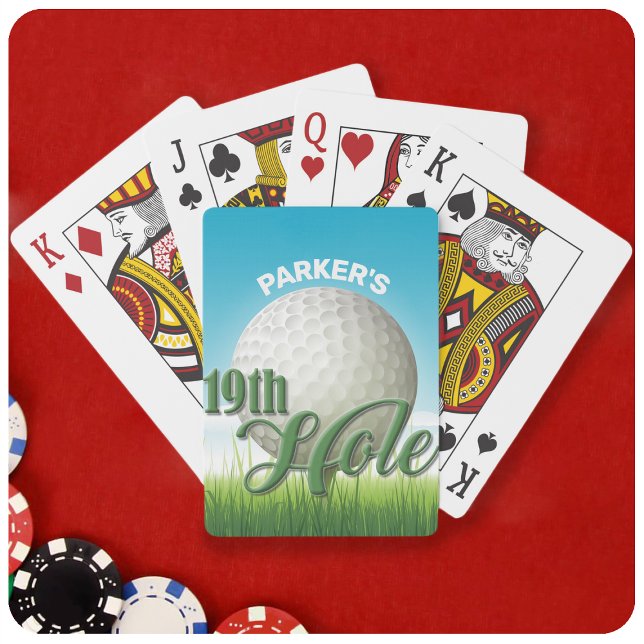 Personalized NAME Golfer Golf Pro Ball 19th Hole Playing Cards (Creator Uploaded)