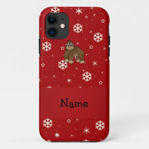 Personalized name gorilla red snowflakes iPhone 11 case