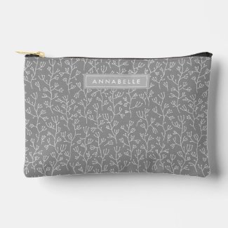 Personalized Name Gray Boho Floral Pattern
