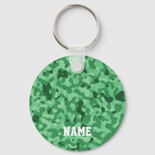 Personalized Name Green Military Camo Pattern Key Ring