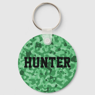 Personalized Name Green Military Camo Pattern Key Ring