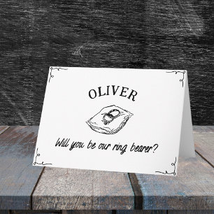Personalized Name Hand Drawn Ring Bearer Proposal Card