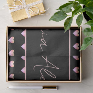Personalized Name Heart Black Tissue Paper