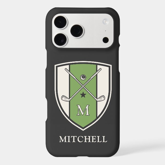 Personalized Name Initial Golf Crest Clubs Green (Back)