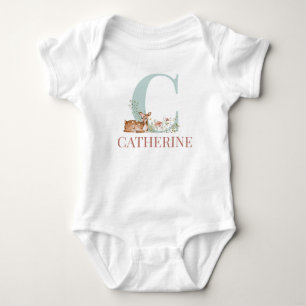 Personalized Name Initial Letter C Baby Bodysuit