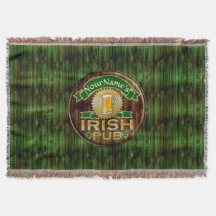 Personalized Name Irish Pub Sign St. Patrick's Day Throw Blanket