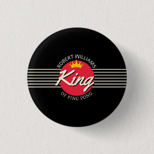 Personalized Name King Of Ping pong Red Circle 3 Cm Round Badge