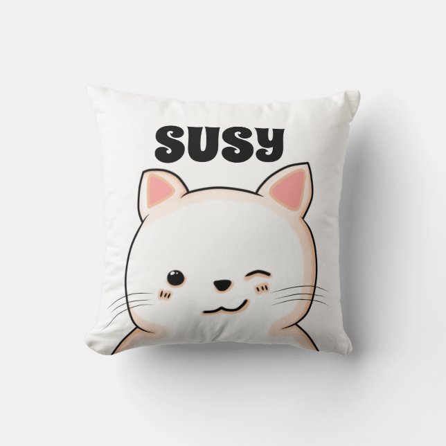 PERSONALIZED NAME KITTY CAT ART KIDS Pillows (Front)