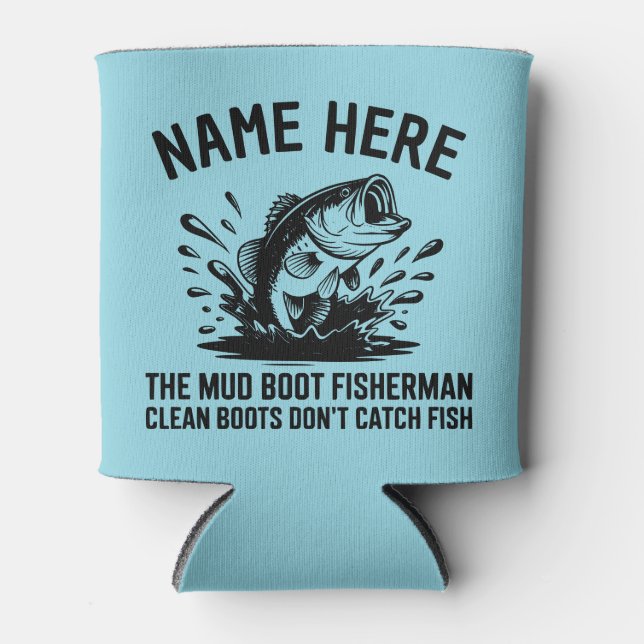 Personalized Name Largemouth Bass Fisherman Can Cooler (Front)