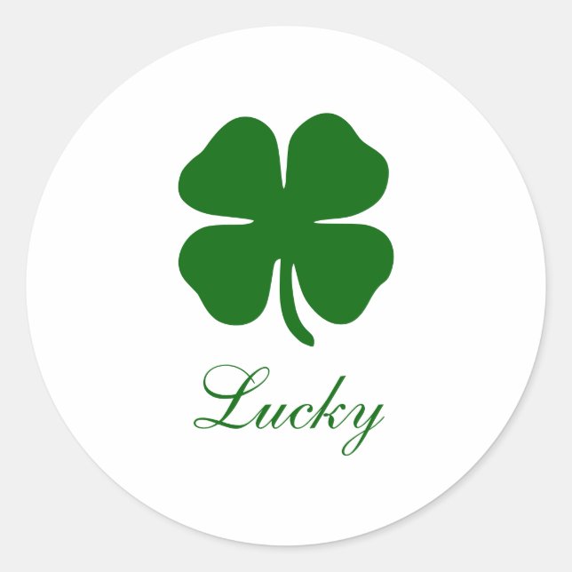 Personalized Name Lucky Clover Classic Round Sticker (Front)