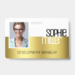 Personalized Name Luxury Golden Gradient Trendy  ID Badge
