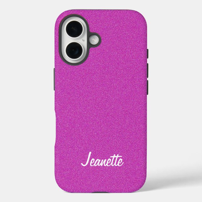 Personalized Name Minimalist Hot Pink Case-Mate iPhone Case (Back)