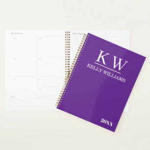 Personalized Name Modern Elegant Dark Purple Color Planner