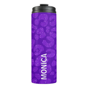 Personalized Name Modern Stylish Glitter Blue  Thermal Tumbler