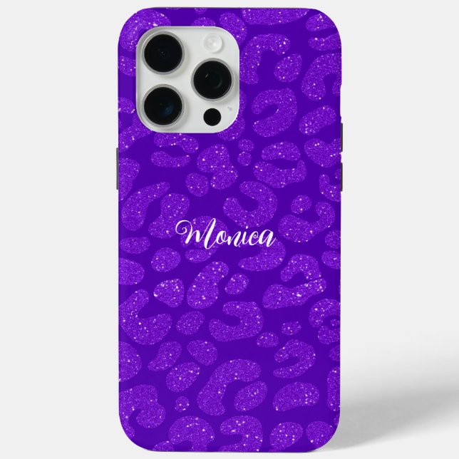 Personalized Name Modern Stylish  Purple Glitter  Case-Mate iPhone Case (Back)