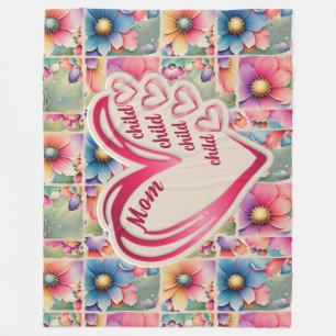 Personalized Name Mom Kids Floral All Over Print Fleece Blanket