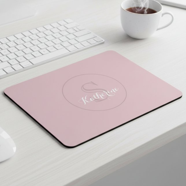 Personalized Name Monogram Dusty Rose Mouse Mat (Creator Uploaded)