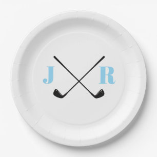 Personalized Name Monogram Golf Club Paper Plate