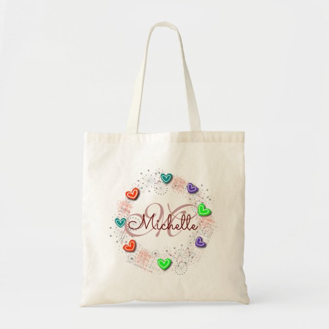 Personalized Name Monogram Tote Bag (Front)