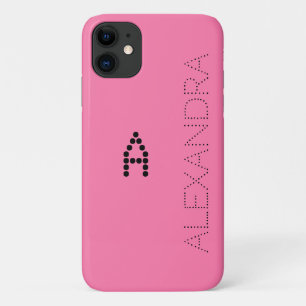 Personalized Name & Monogram Trendy Font On Pink iPhone 11 Case