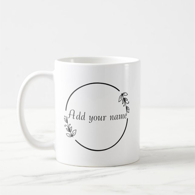 Personalized Name Mug – Minimal Floral Design (Left)