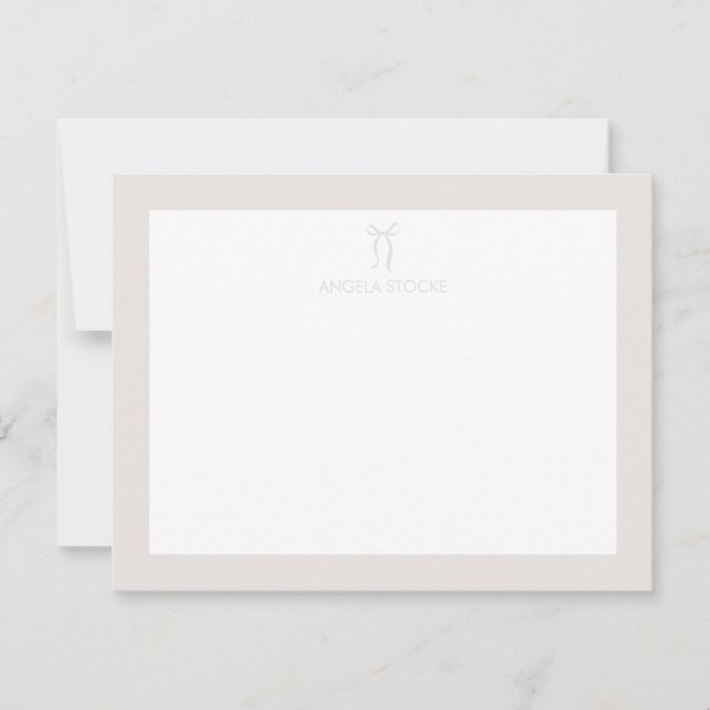 Personalized Name Neutral Bow Card (Front)