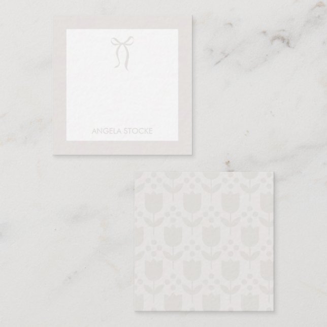 Personalized Name Neutral Bow Card (Front/Back)