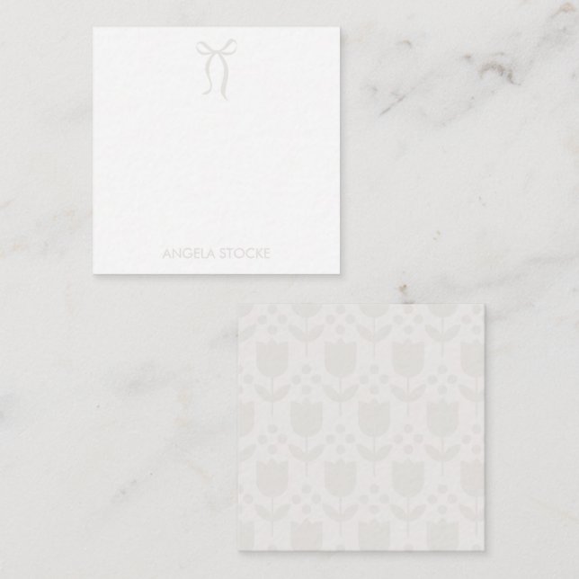 Personalized Name Neutral Bow Card (Front/Back)