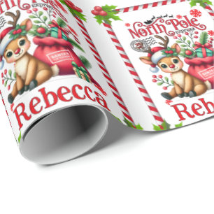 Personalized Name North Pole Delivery Christmas Wrapping Paper