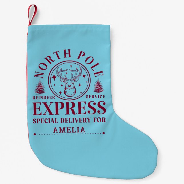 Personalized Name North Pole Santa Christmas Small Christmas Stocking (Front)