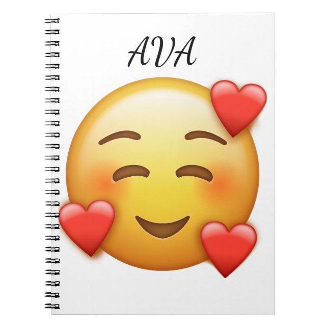  Personalized Name Notebook with Hearts Emoji (Front)