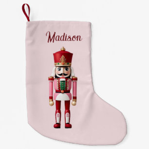 Personalized Name Nutcracker Pink Red Christmas Small Christmas Stocking