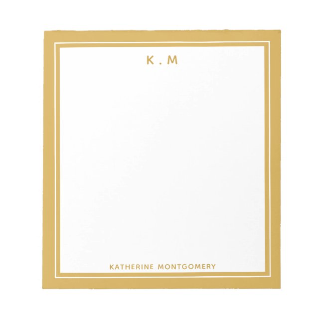 Personalized Name Ochre White Elegant Minimalistic Notepad (Front)