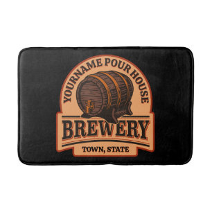 Personalized NAME Old Oak Barrel Beer Keg Brewery Bath Mat