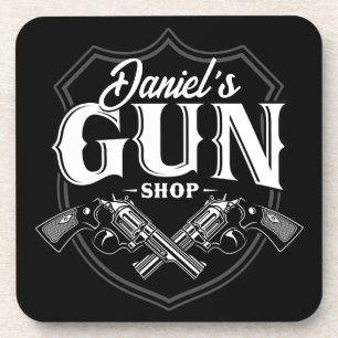 Personalized NAME Old Revolvers Gun Shop Firearms Coaster
