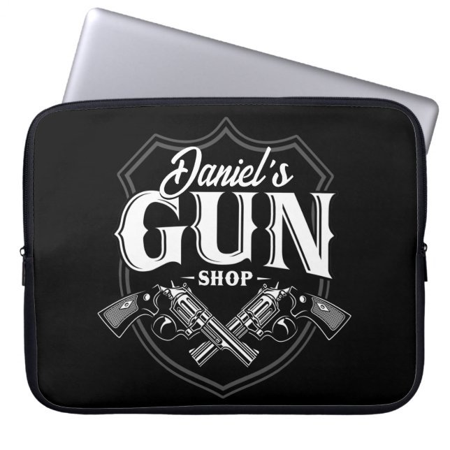 Personalized NAME Old Revolvers Gun Shop Firearms  Laptop Sleeve (Front)