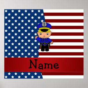 Personalized name Patriotic policeman Poster