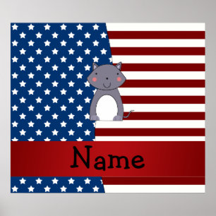 Personalized name Patriotic wolf Poster
