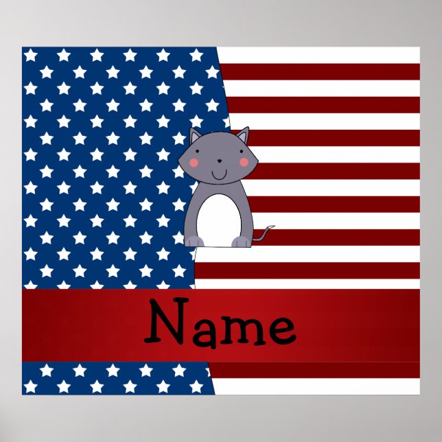 Personalized name Patriotic wolf Poster (Front)