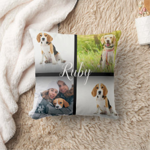 Personalized Name Pet Photo Collage Cushion