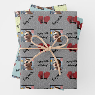 Personalized Name Photo Age Sport Boxing Birthday Wrapping Paper Sheet